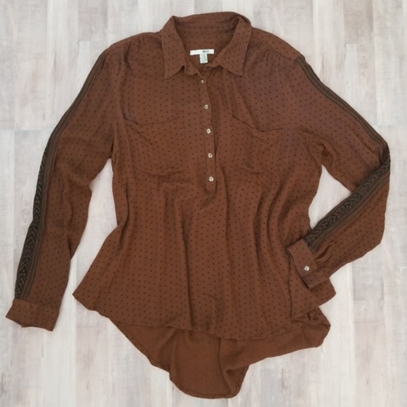 Amuse Society Tops - Amuse Society Brown & Black Patterned Top